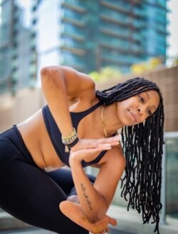 a woman lying on her back