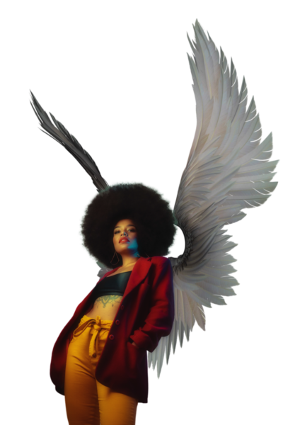 african, angel, woman, beauty, supernatural, fashion, beautiful, pretty, attractive, girl, female, pose, model, portrait, cutout, black