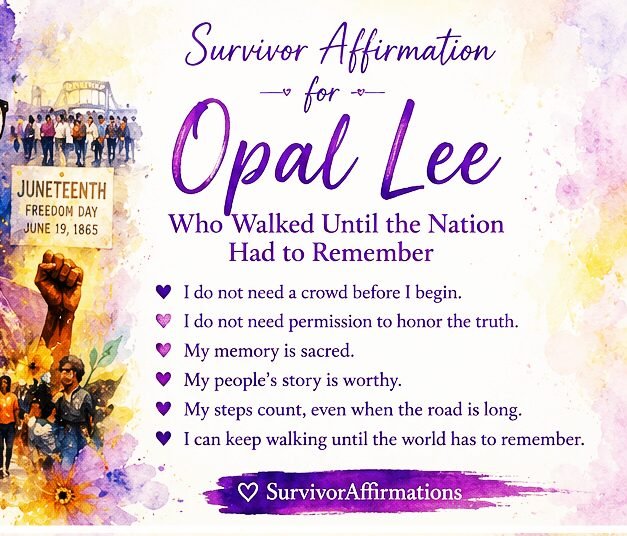 Survivor Affirmation: For Opal Lee, Who Walked Until the Nation Had to Remember Survivor Affirmation: For Opal Lee, Who Walked Until the Nation Had to Remember